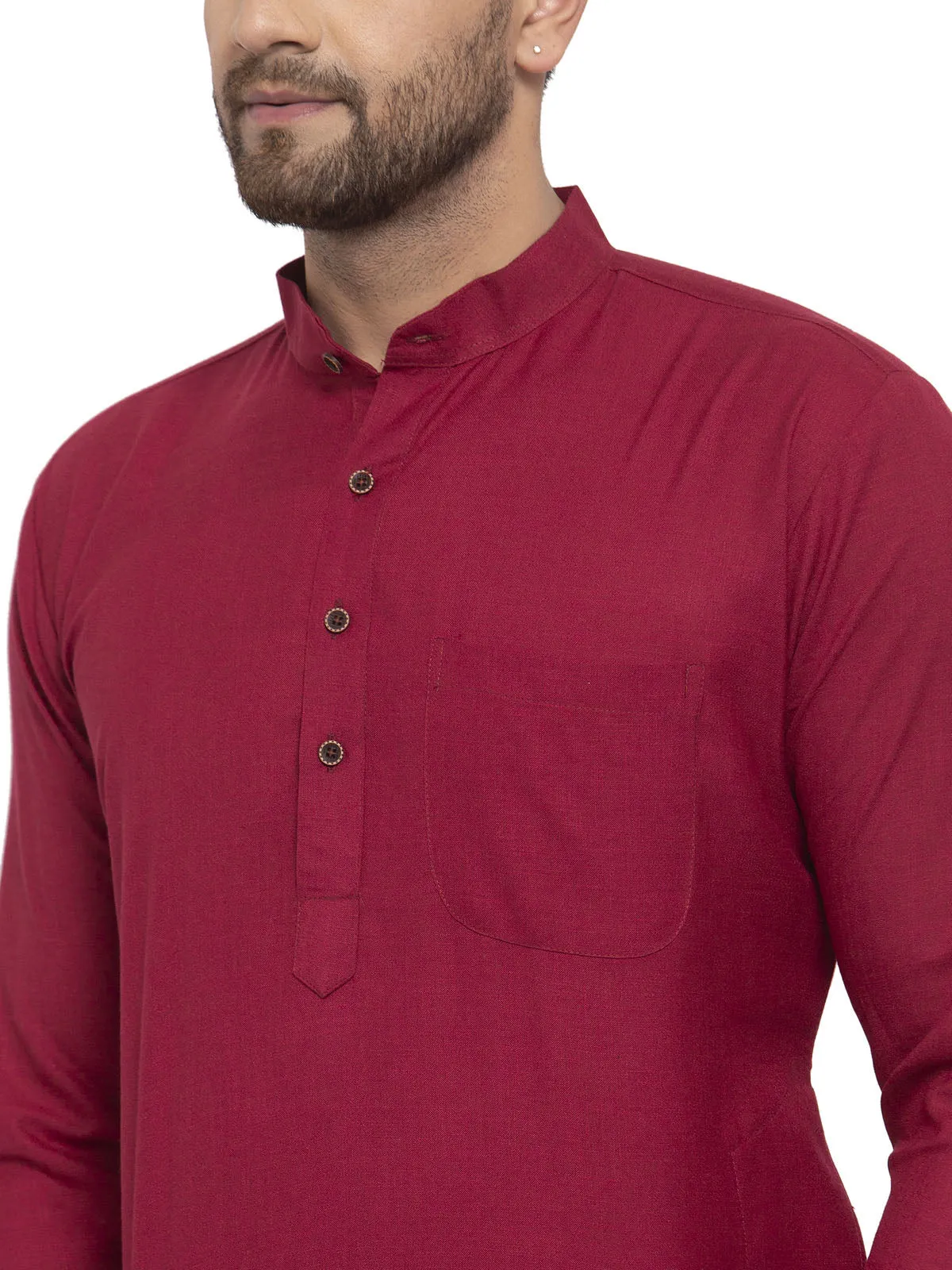 Men's Cotton Festival Kurta Pajama Wear India Apparel (Maroon)