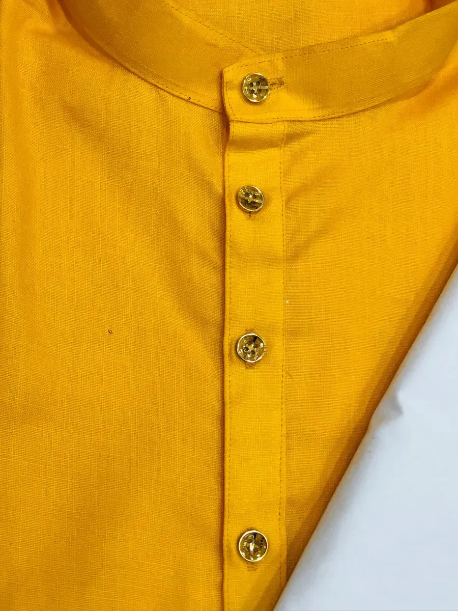 Men's Ethnic Yellow Color Long Kurta With Pajama Set