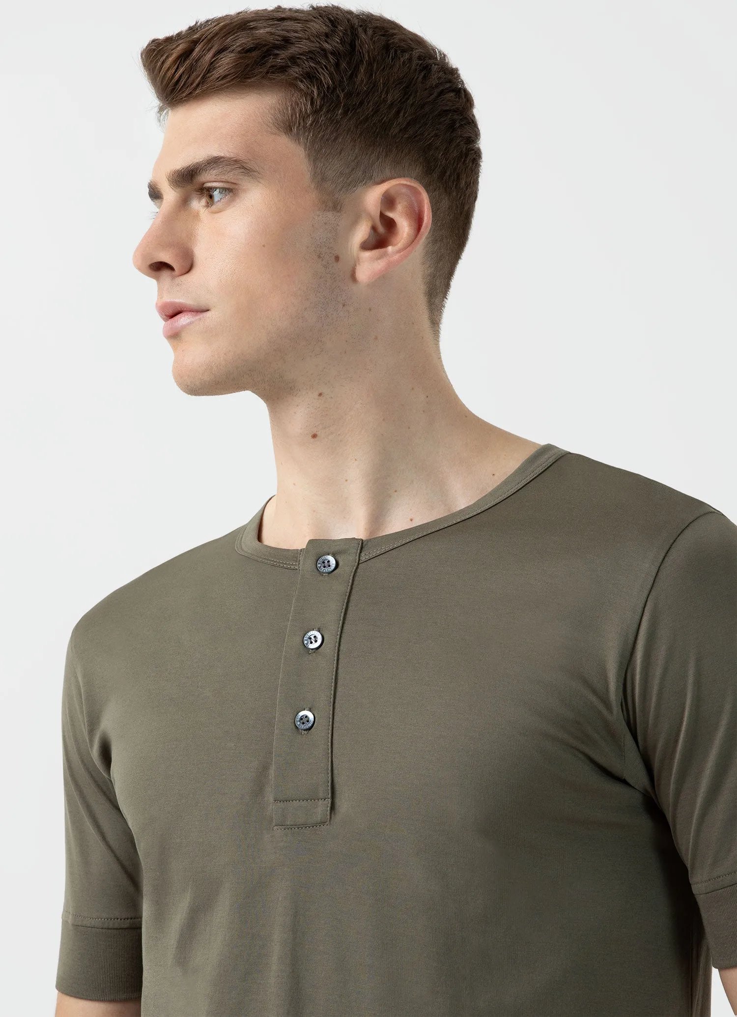 Men's Henley T-shirt in Khaki