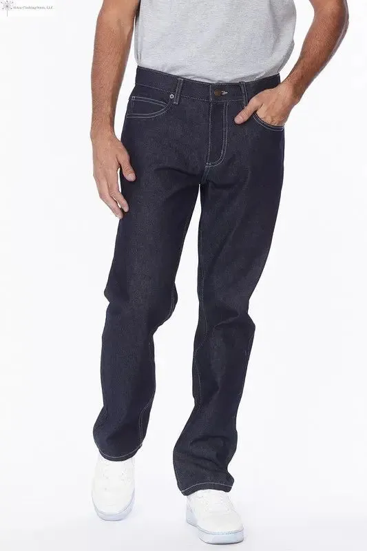 Men's Straight Leg Jeans Raw Blue