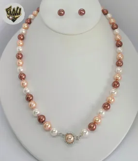 (MSET-28) Gold Laminate - 8mm Mallorca Pearls Set - BGF