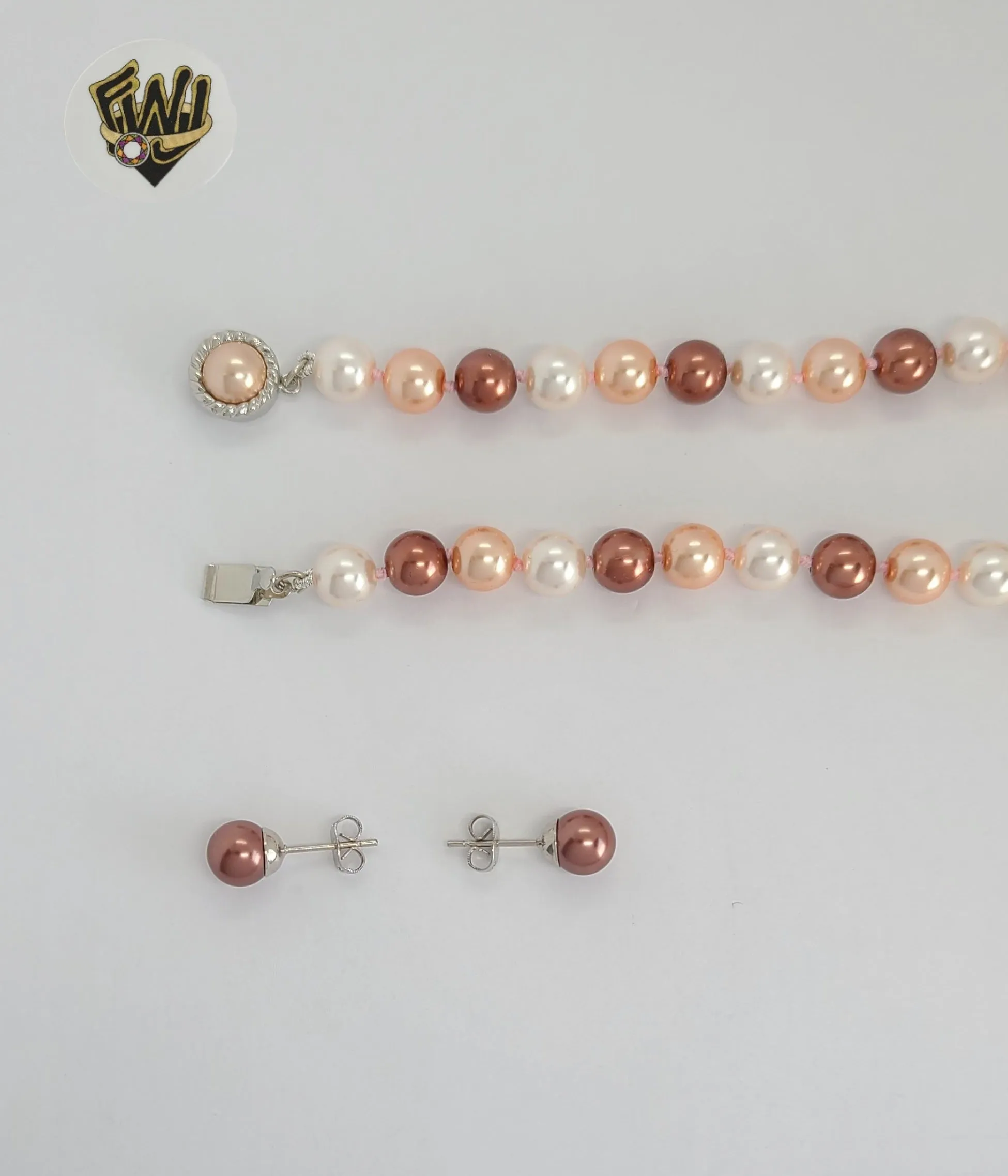 (MSET-28) Gold Laminate - 8mm Mallorca Pearls Set - BGF