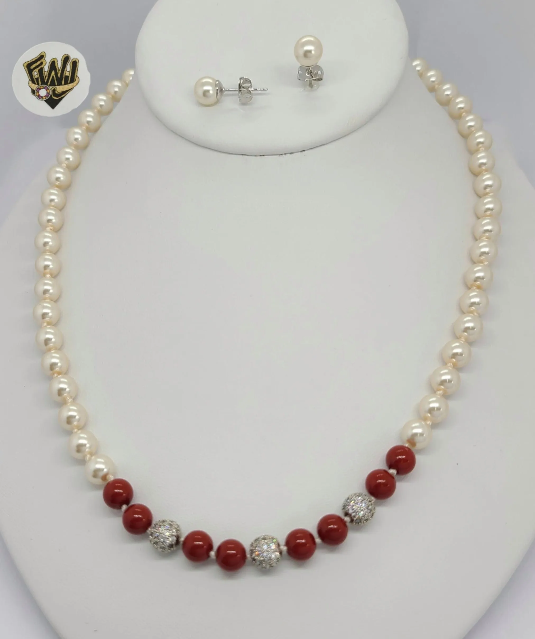 (MSET-41) Gold Laminate - 7mm Two Colors Mallorca Pearls Set - BGF