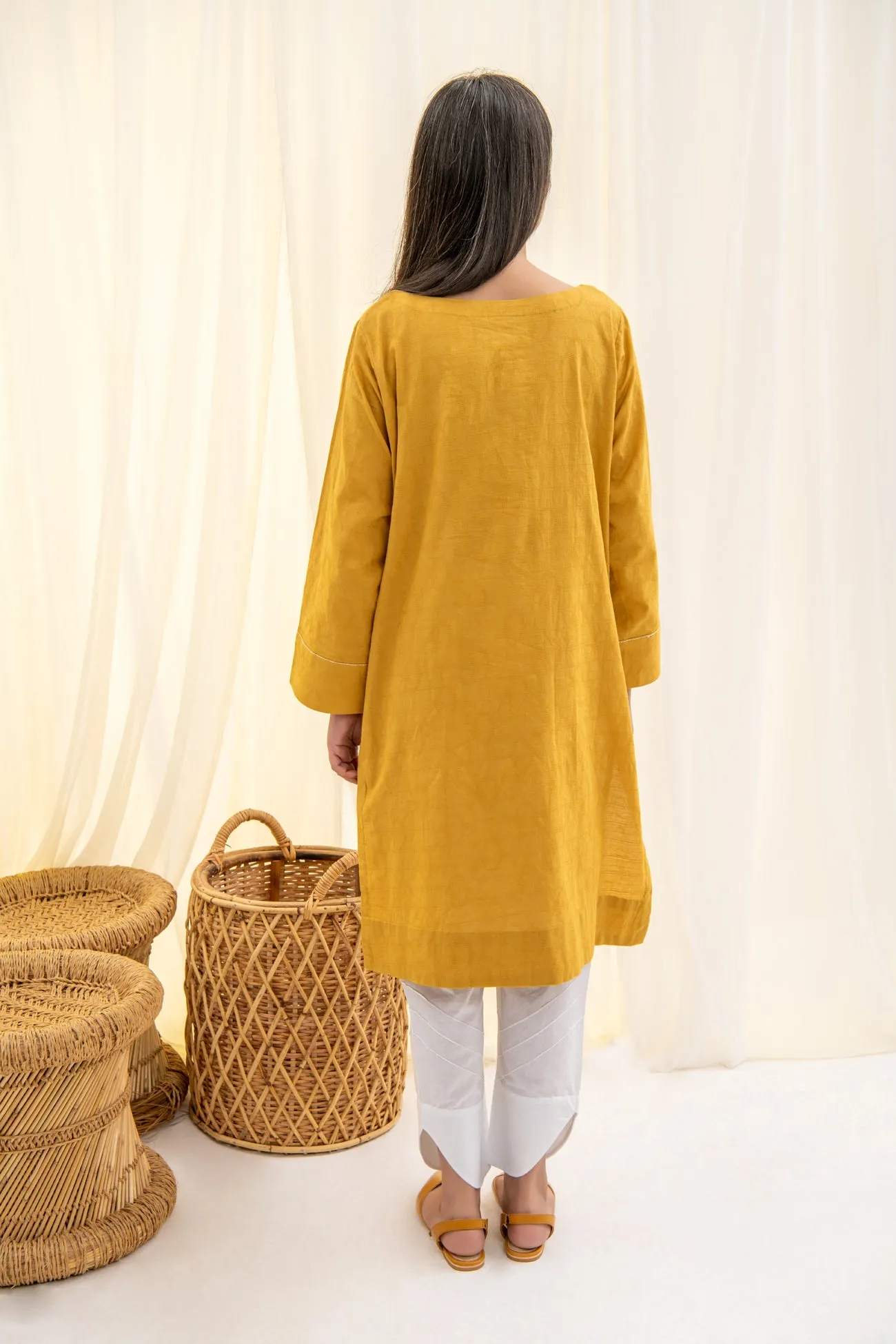 MUSTARD EMBROIDERD KURTA