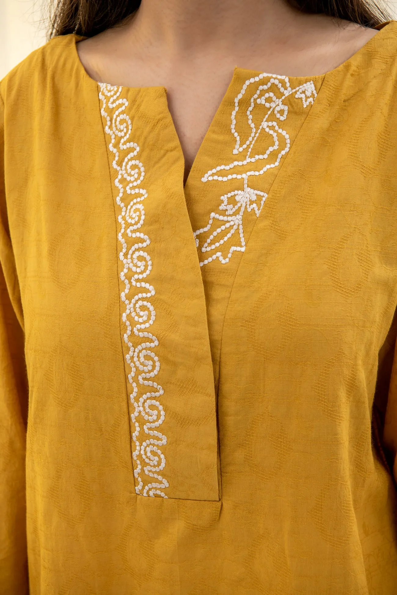 MUSTARD EMBROIDERD KURTA