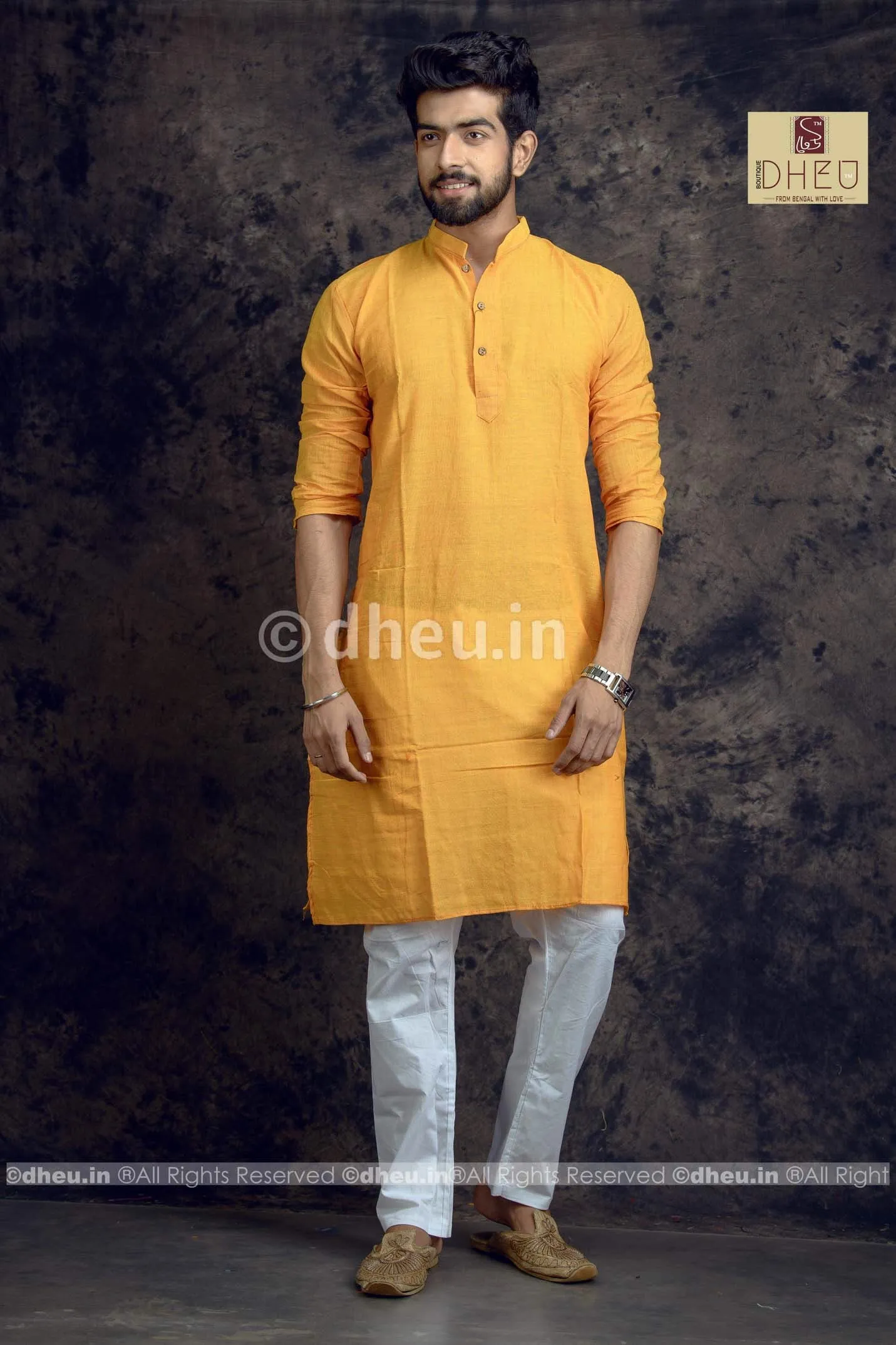 Mustard yellow Pure Cotton kurta -Solid Colour