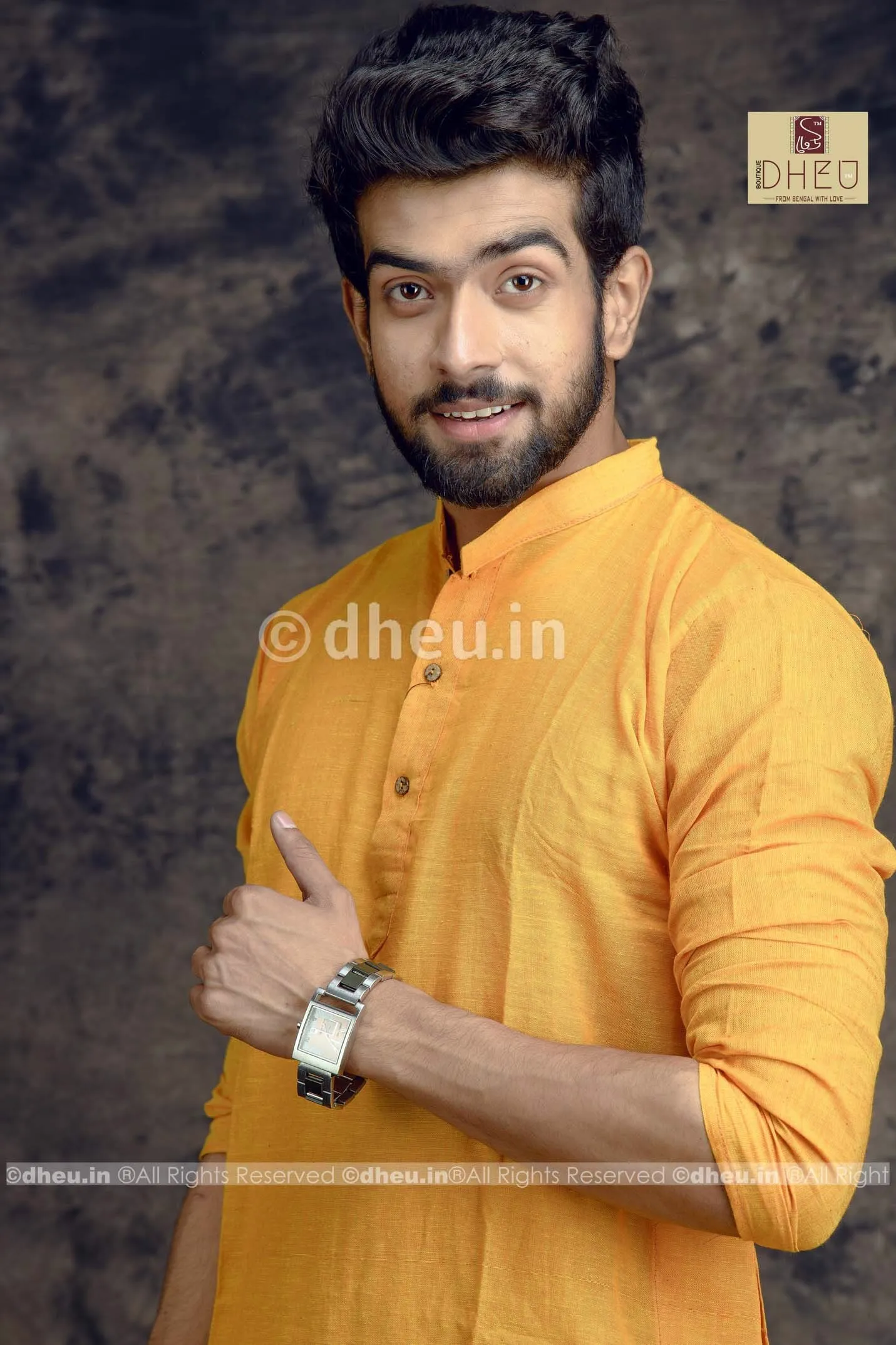 Mustard yellow Pure Cotton kurta -Solid Colour