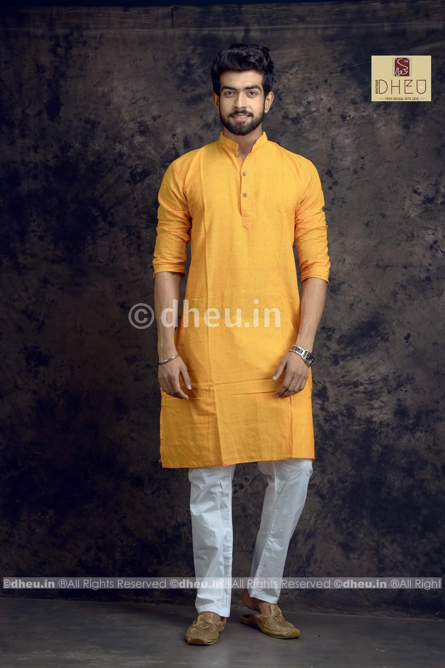 Mustard yellow Pure Cotton kurta -Solid Colour