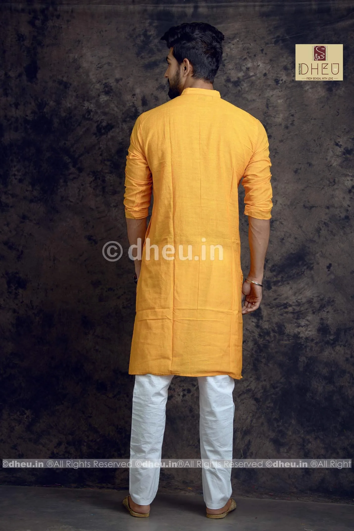 Mustard yellow Pure Cotton kurta -Solid Colour