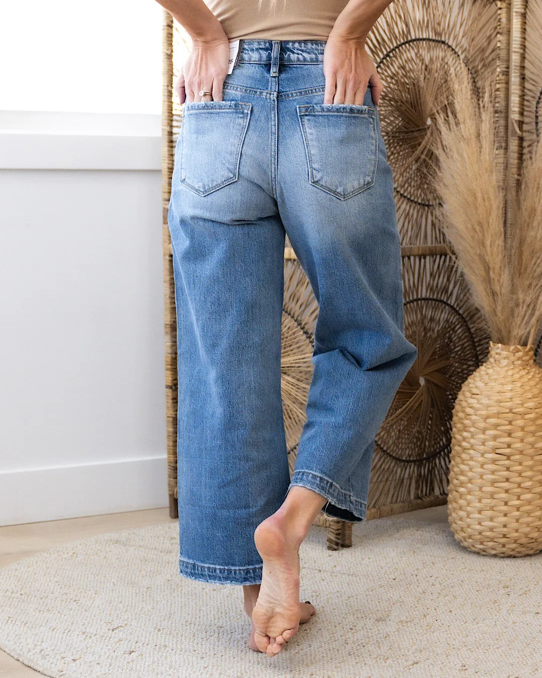 NEW! KanCan Eleanor Non Distressed Wide Leg Jeans