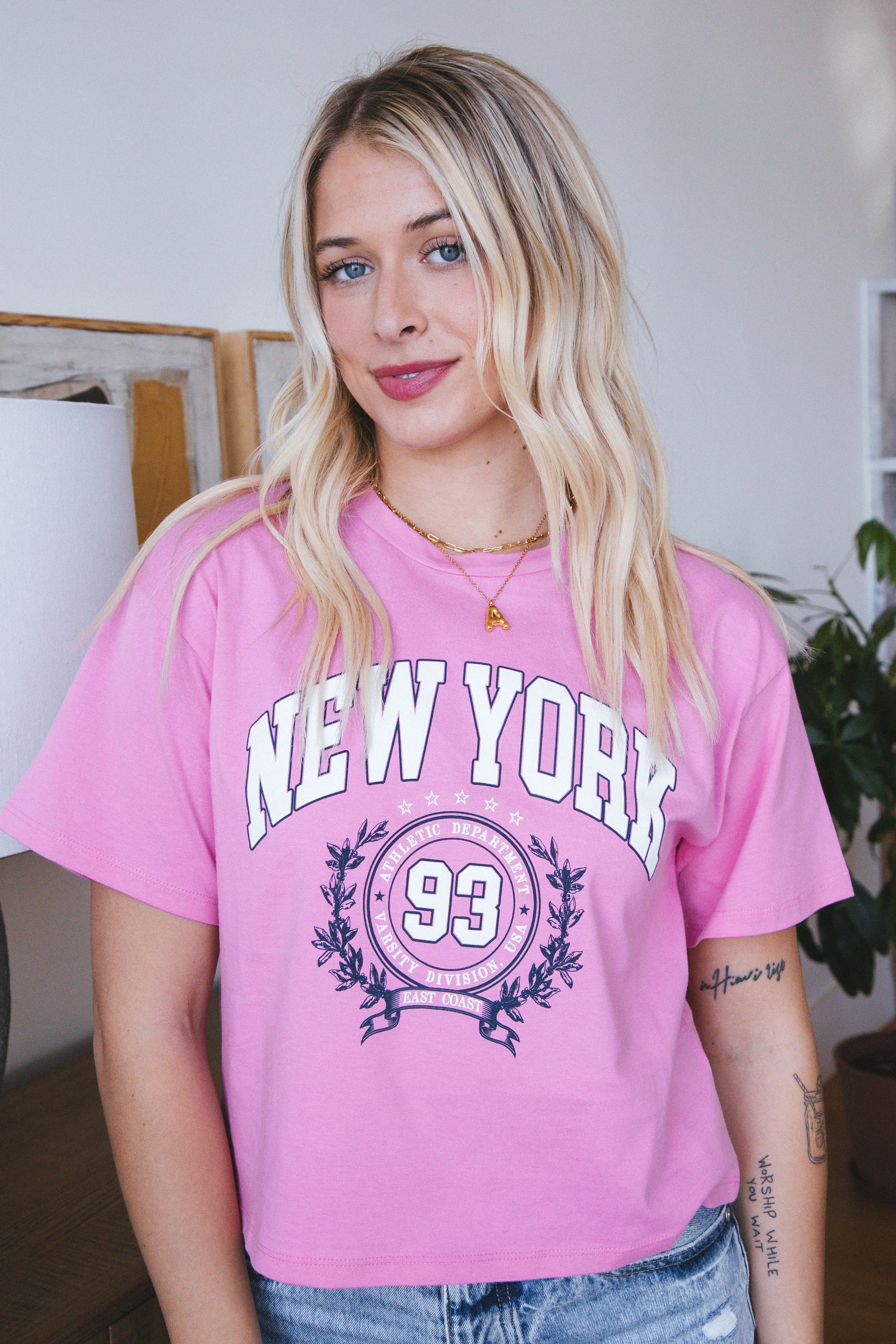 New York Athletic Department Graphic Tee, Pink