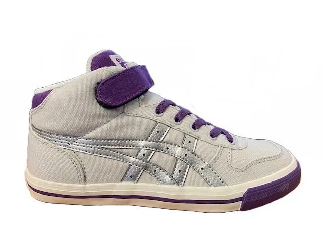 Onitsuka Tiger girls' canvas high sneakers shoe Aaron C4B1Y 1093 gray purple silver