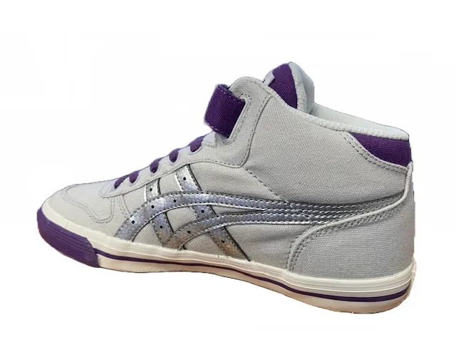 Onitsuka Tiger girls' canvas high sneakers shoe Aaron C4B1Y 1093 gray purple silver