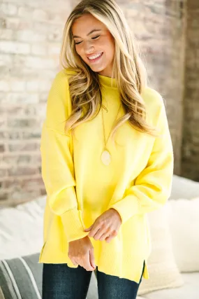 Perfectly You Yellow Mock Neck Sweater