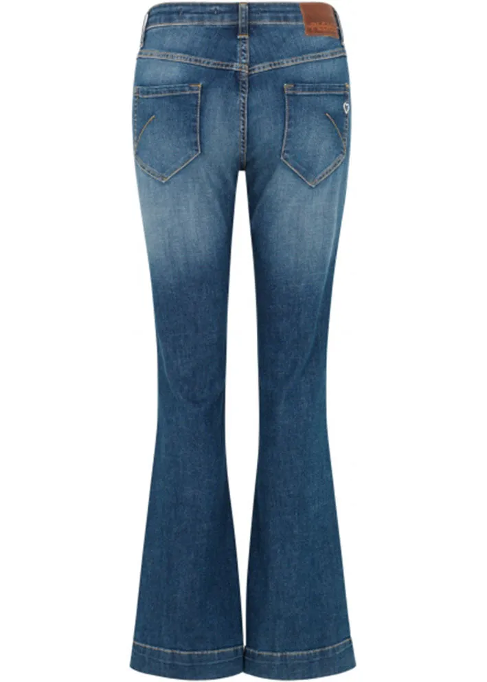 Please Chino Flare Denim Jeans - Blue Denim