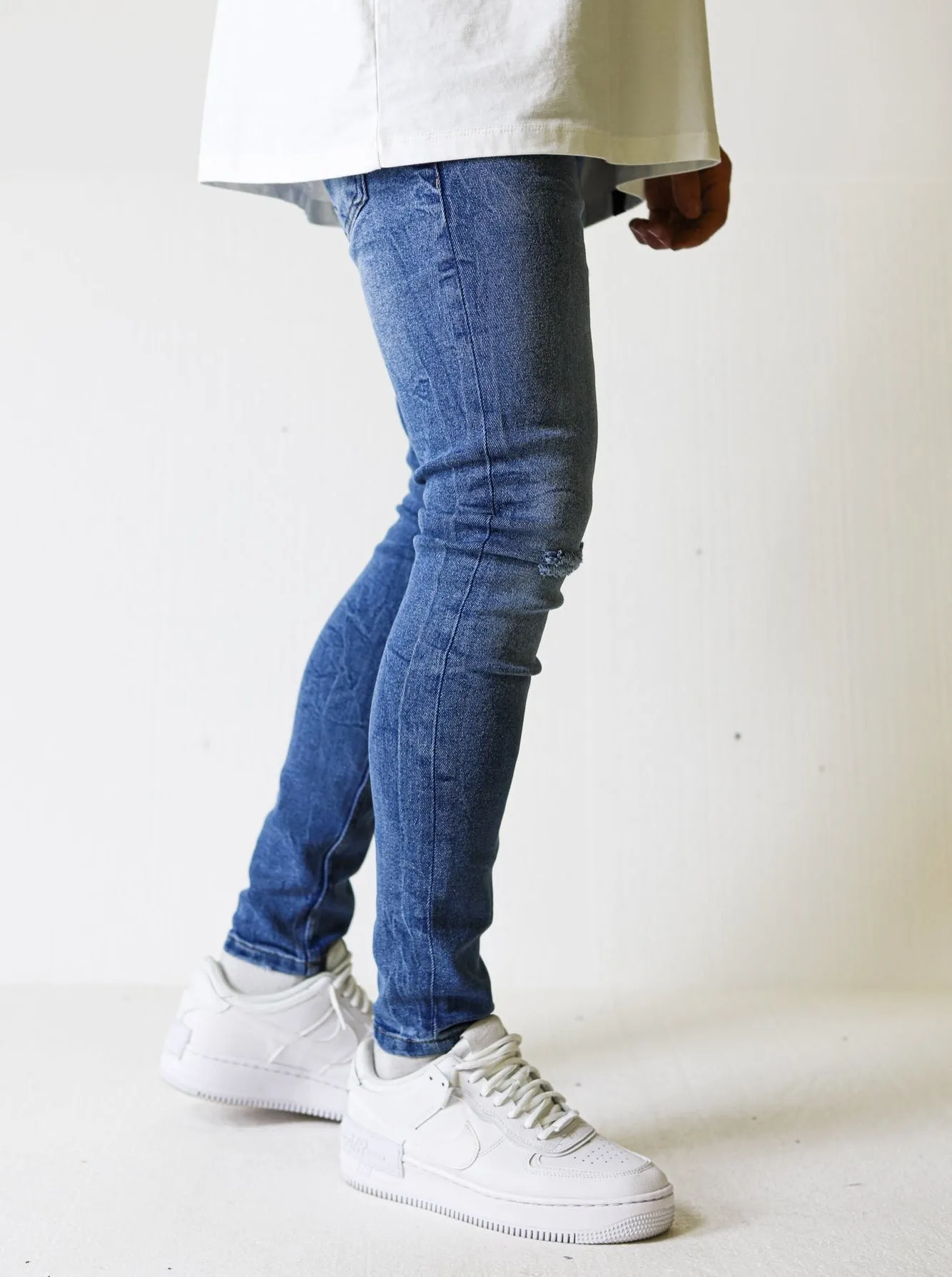 Premium 4X Stretch Ripped Blue Jeans