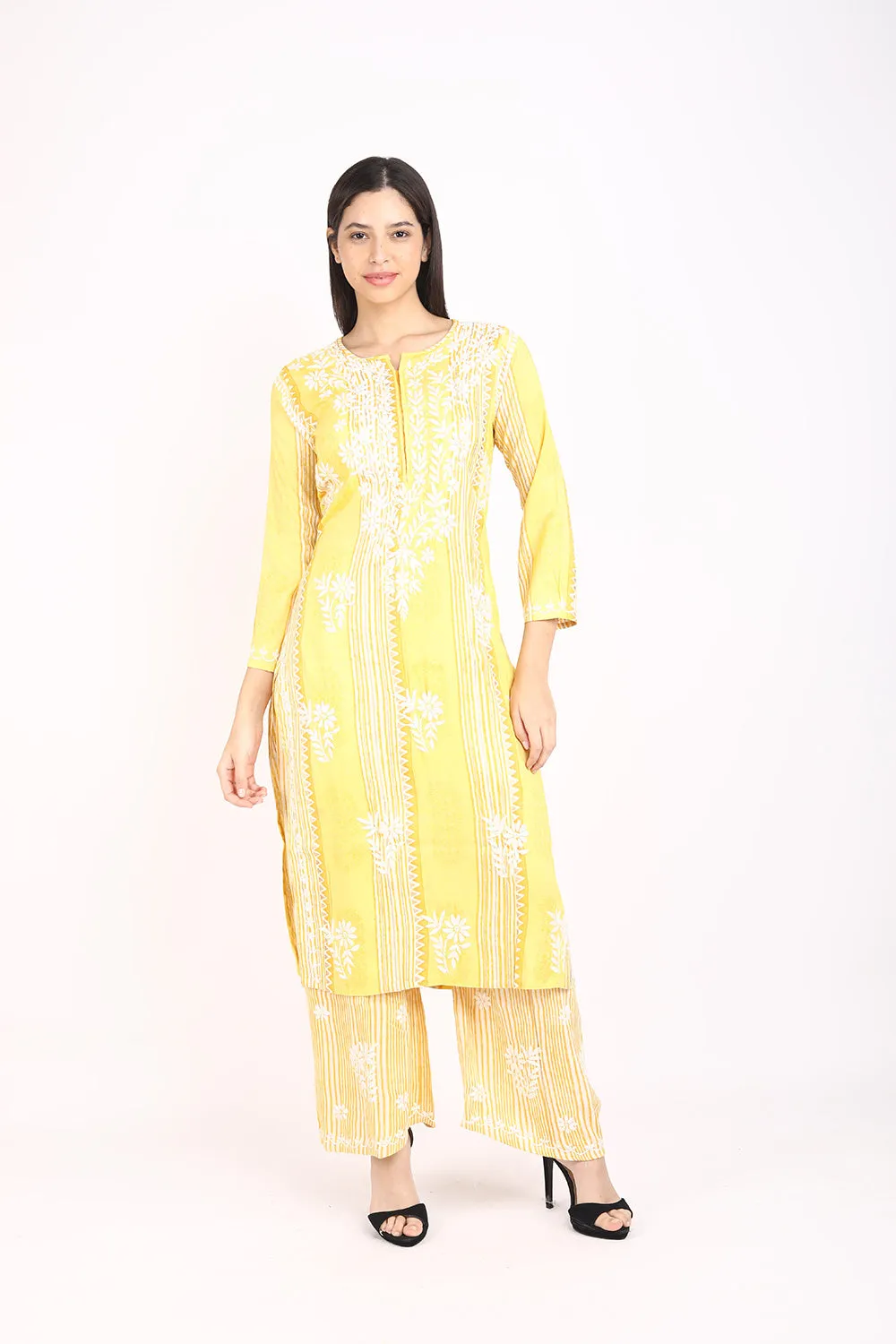 Rahi Slub Cotton Chikankari Co-ord Set