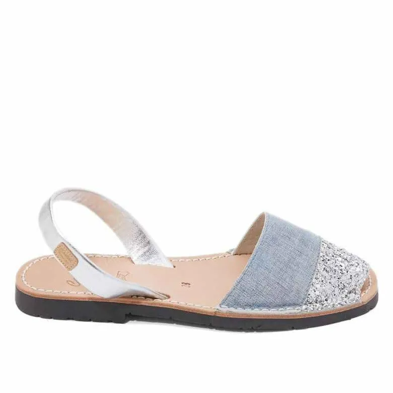 Renewed Glitter Leather Open Toe Menorcan Sandal For Women - Iker 1363