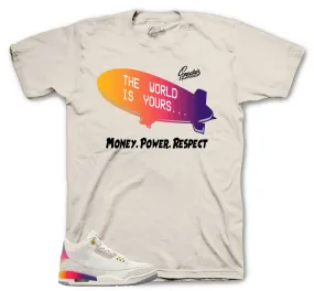 Retro 3 Sunset Money Power Respect Shirt