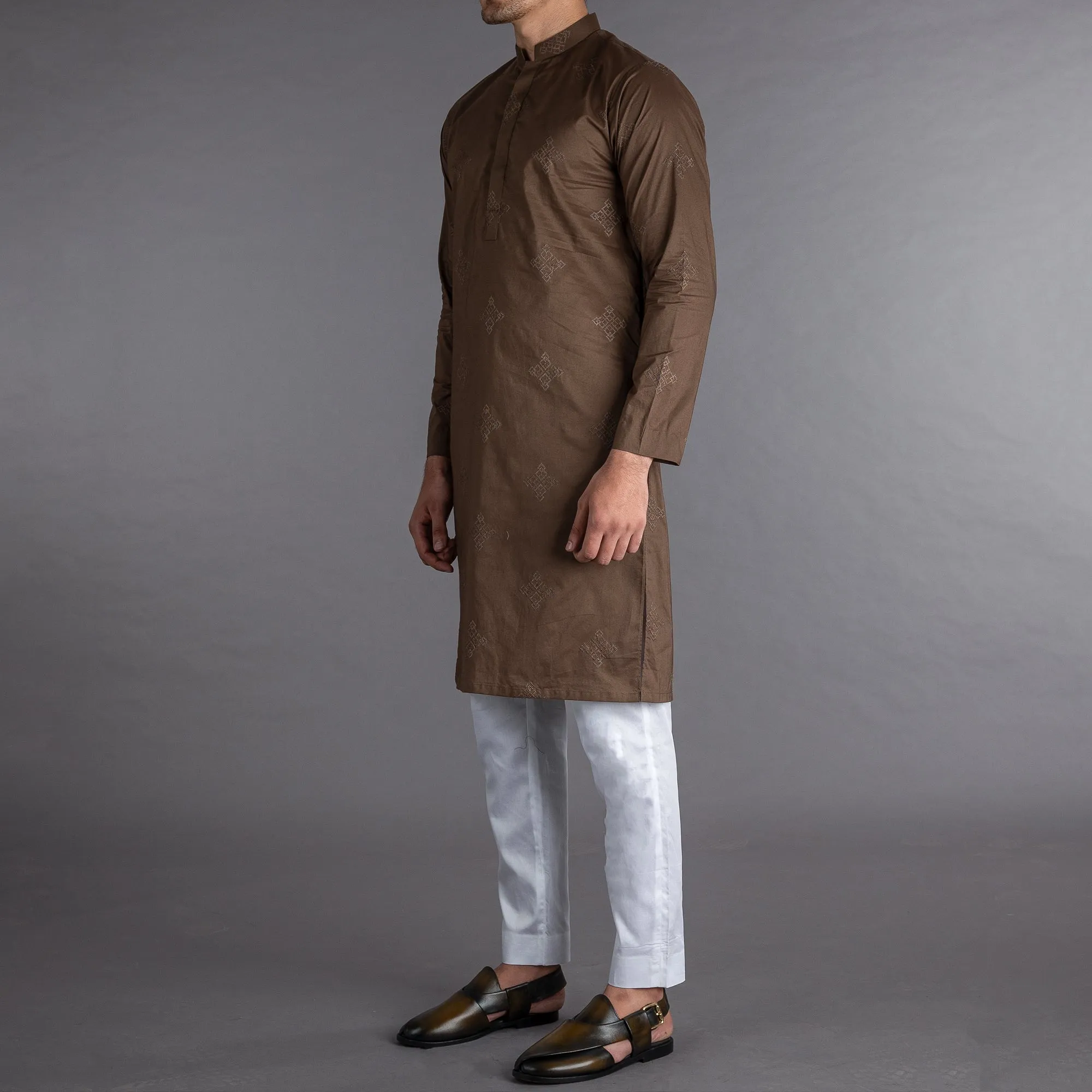 Riwaaj - Brown Embroidered Kurta