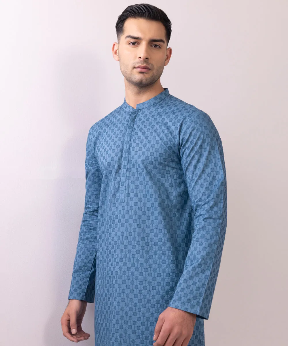 Schiffli Embroidered Cotton Kurta