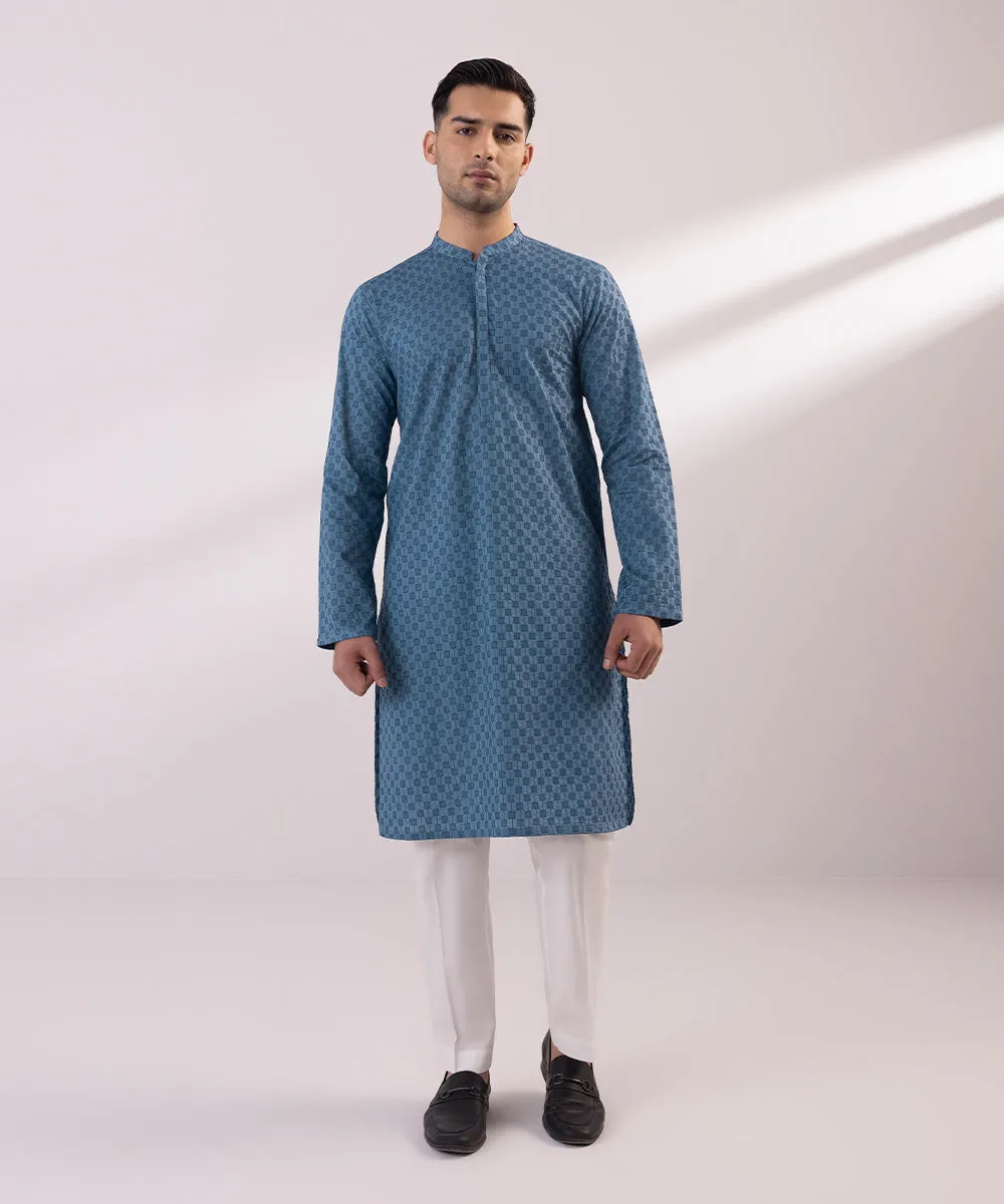 Schiffli Embroidered Cotton Kurta