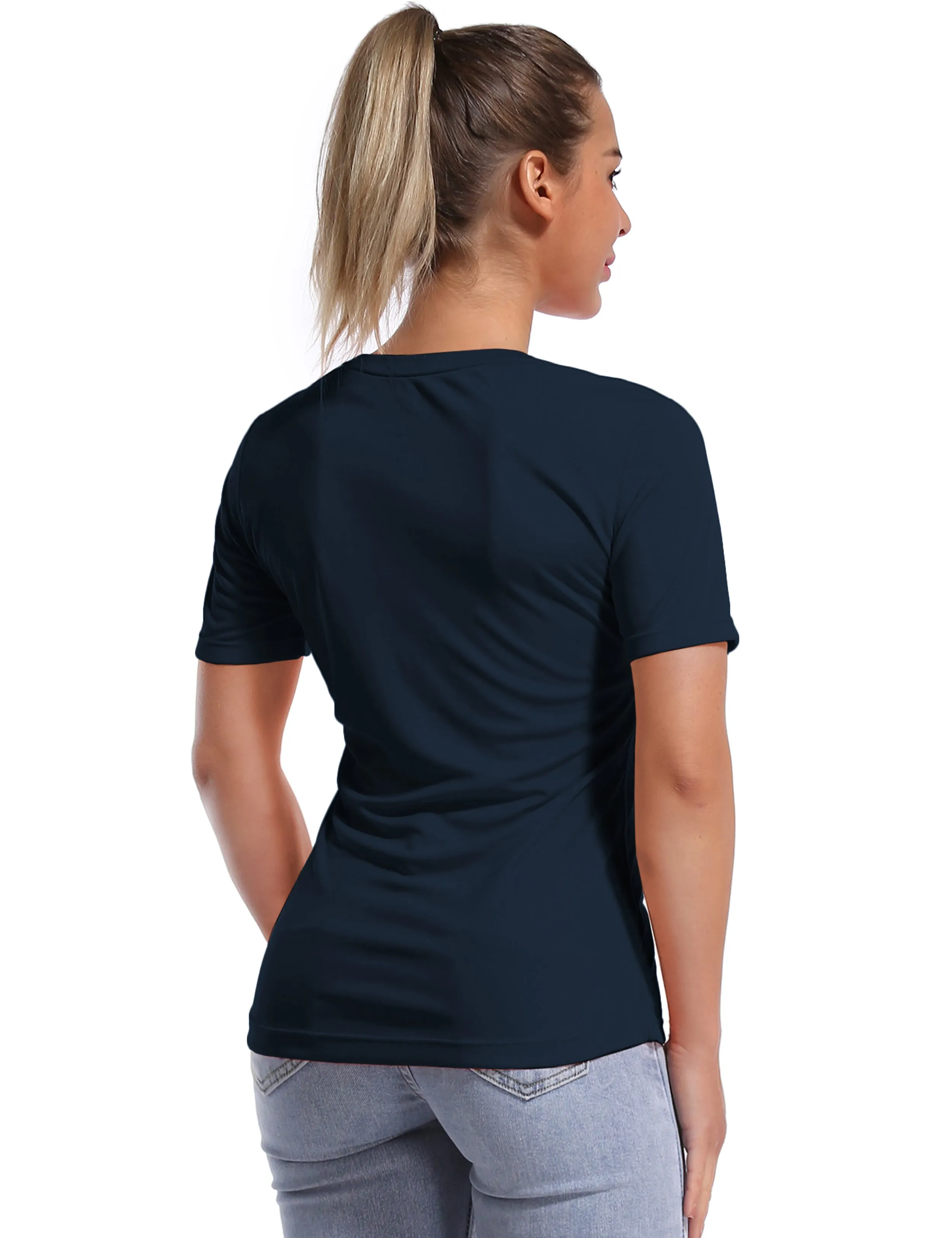 Short Sleeve Athletic Shirts darknavy_yogastudio