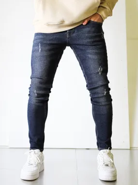 Slightly Ripped Dark Blue Vintage Denim