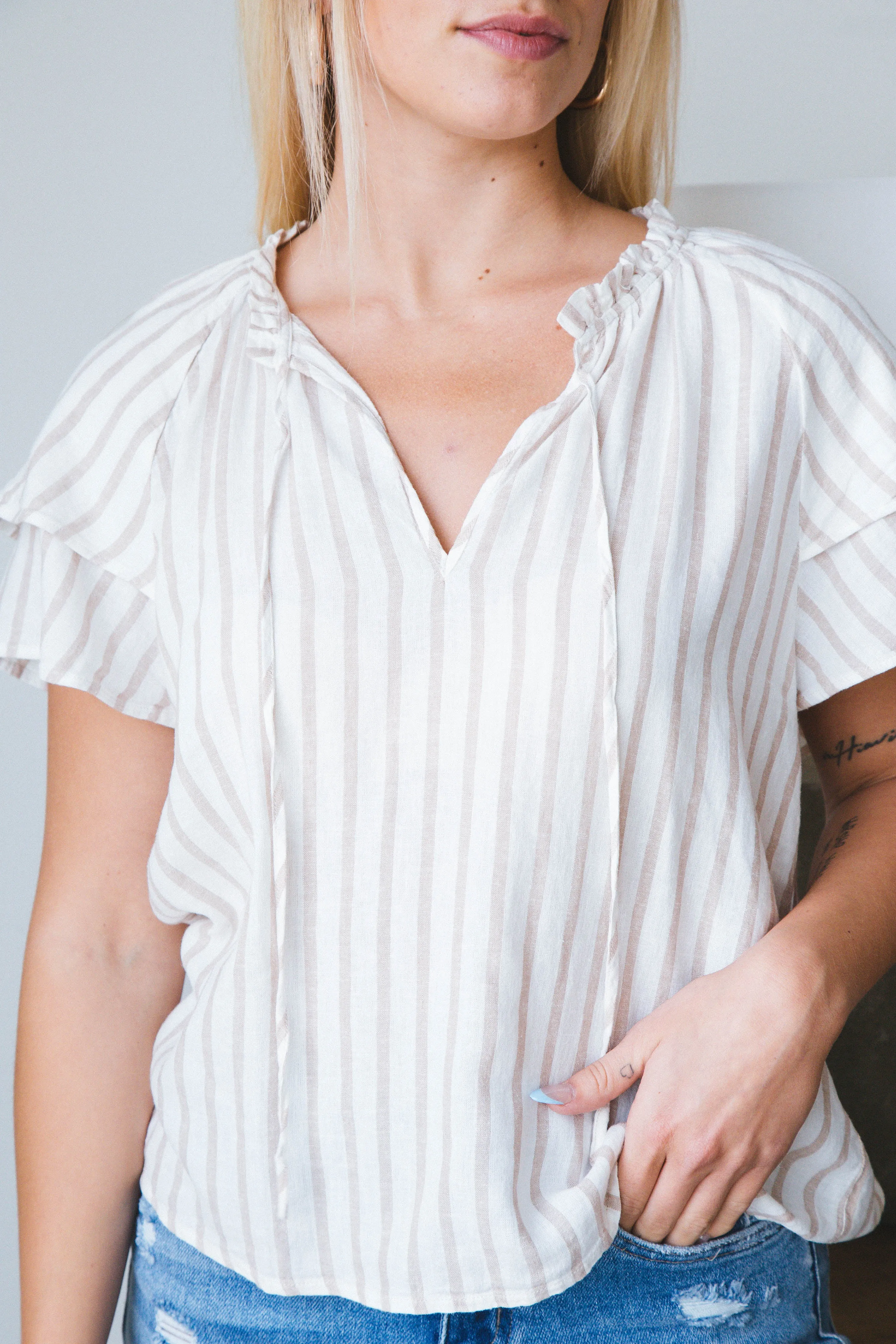 Take Me Outside Shell Top, Eco Natural Stripe | Sanctuary