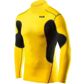 TCA SuperThermal Long Sleeve Mock Mens Compression Top - Yellow