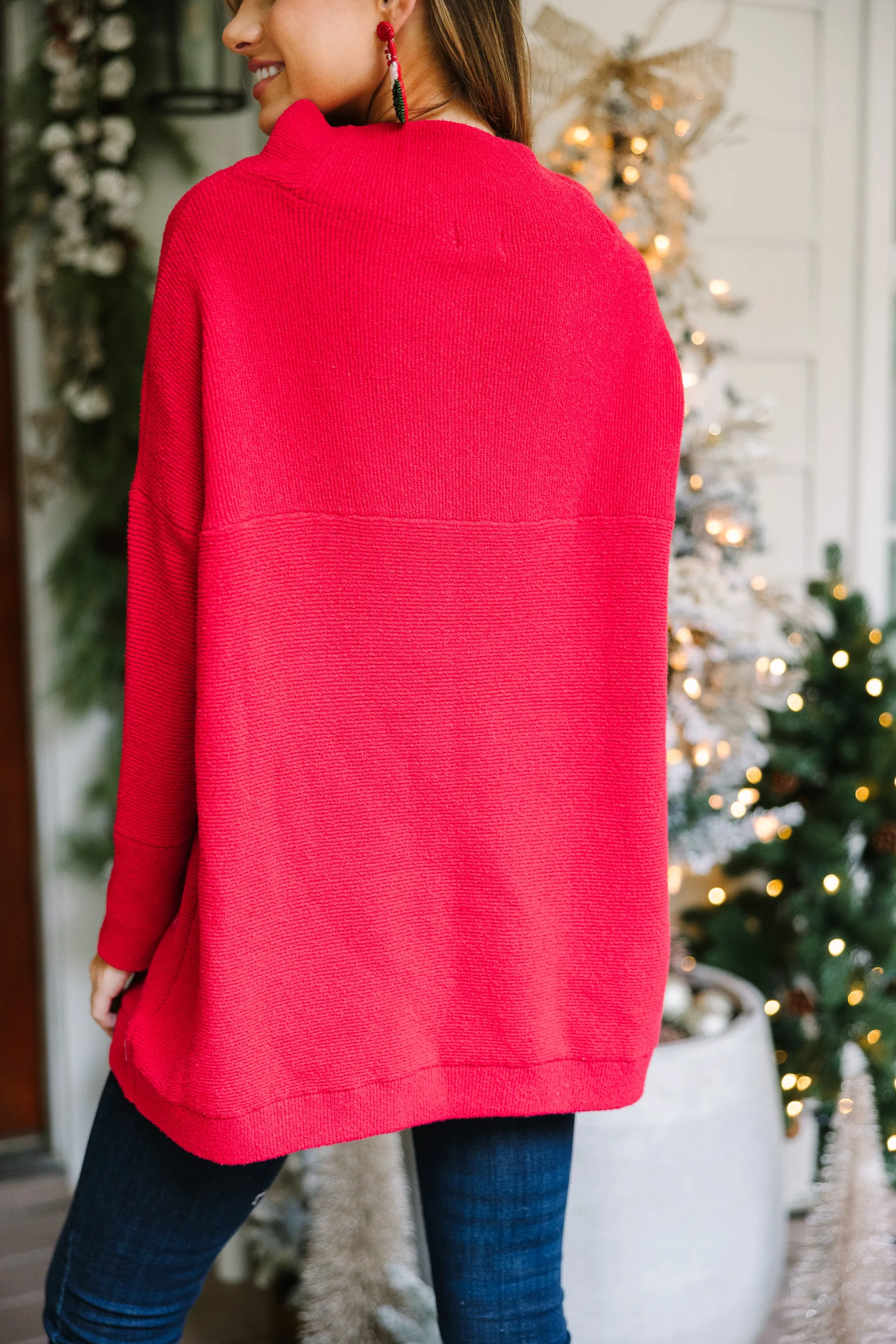 The Slouchy Red Mock Neck Tunic