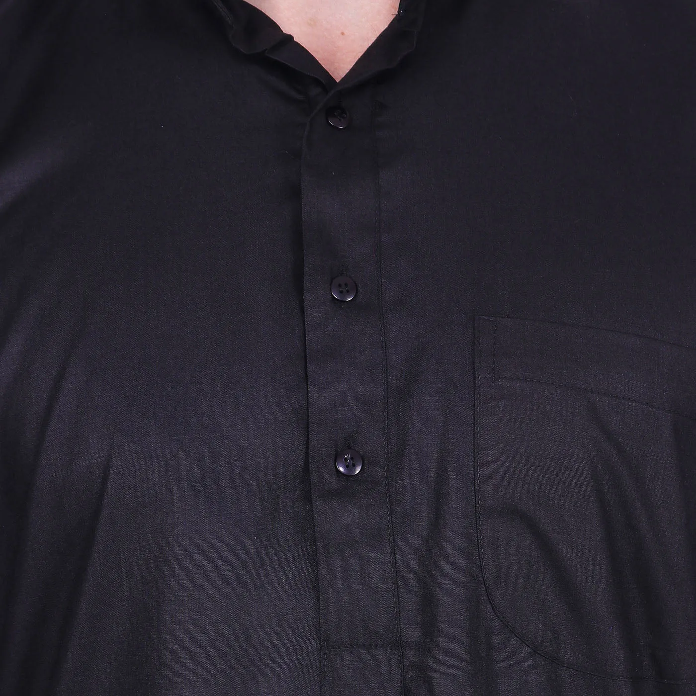 Traditional Men's Long Kurta India Clothes (Black)