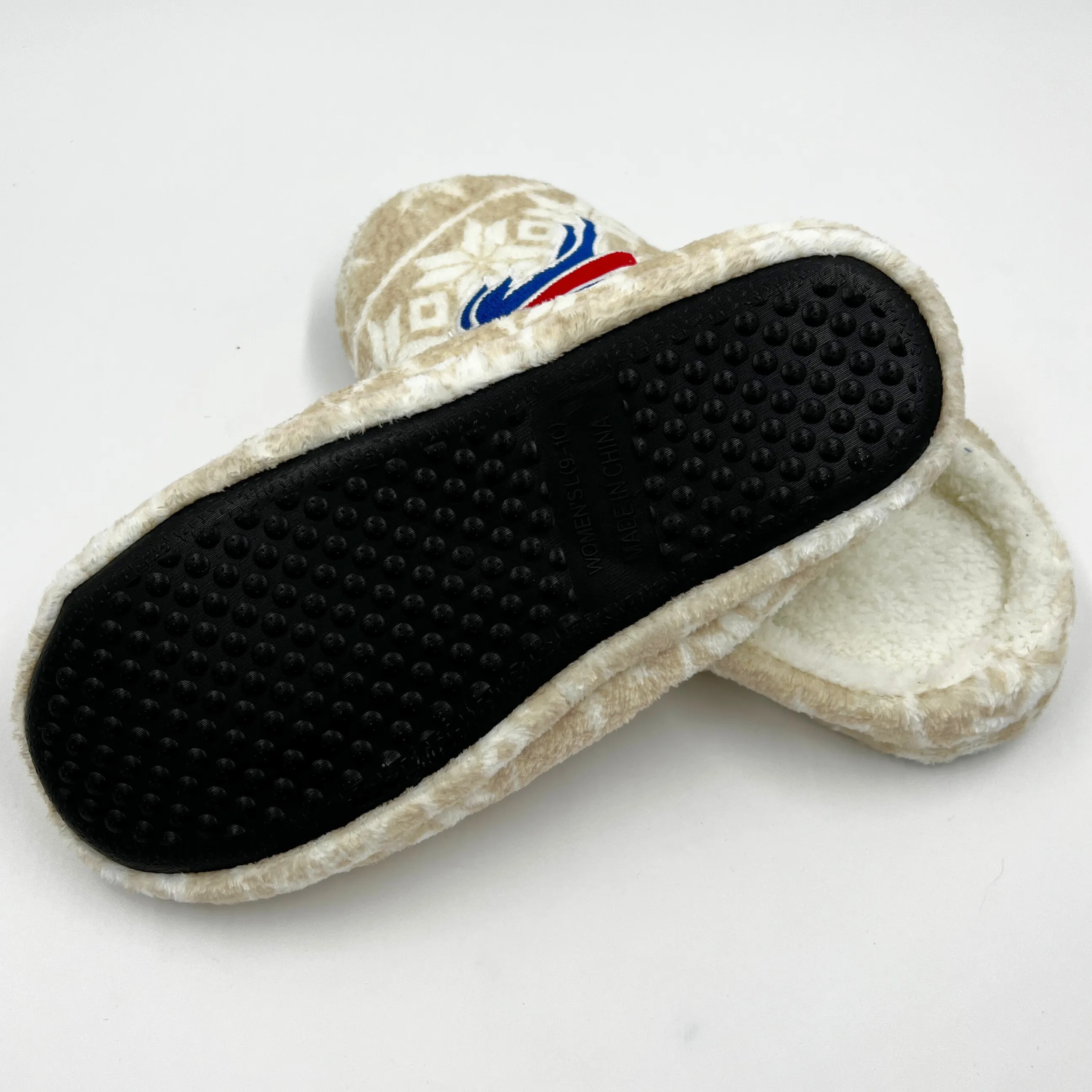 Women's Buffalo Bills Cream Faux Fur Slipper