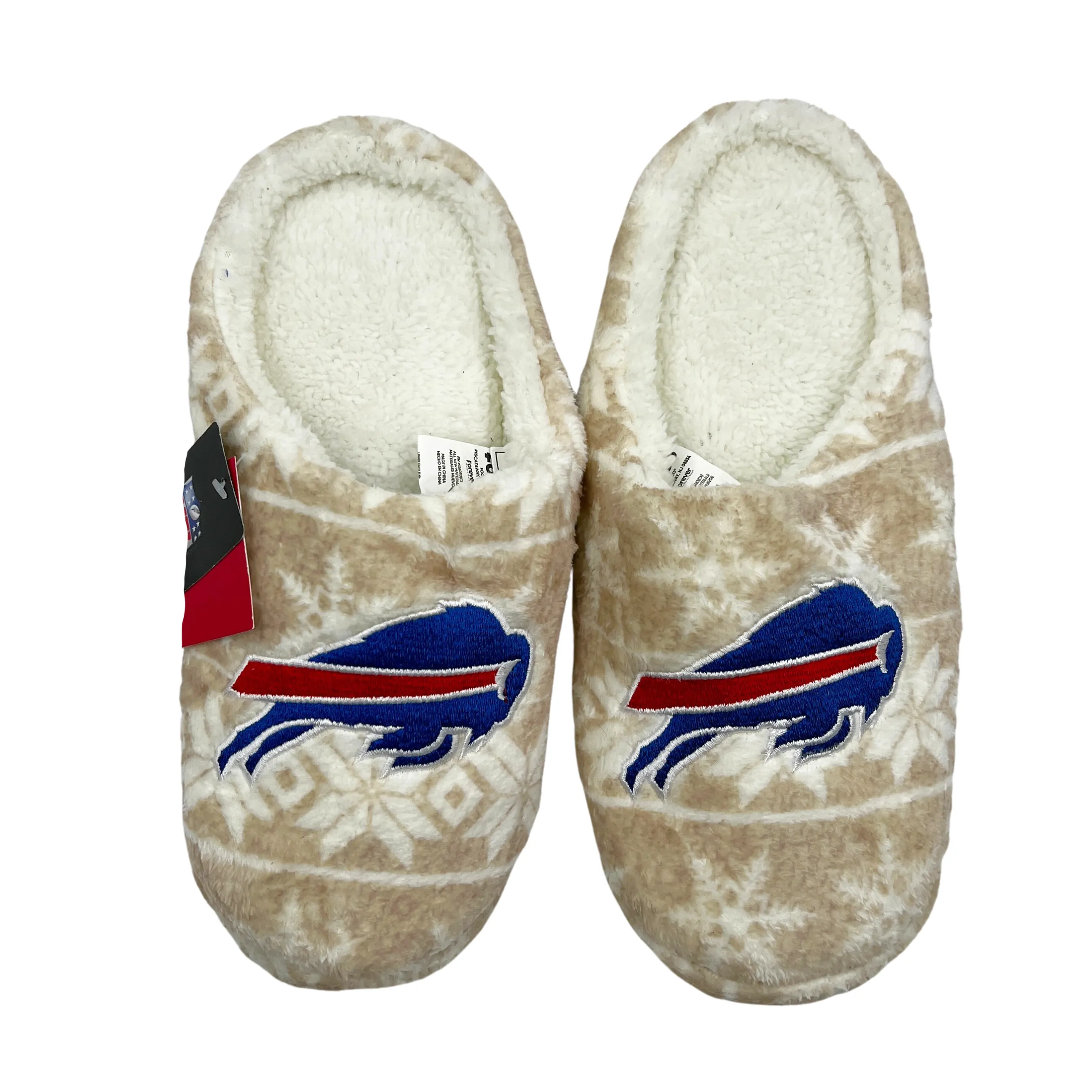 Women's Buffalo Bills Cream Faux Fur Slipper