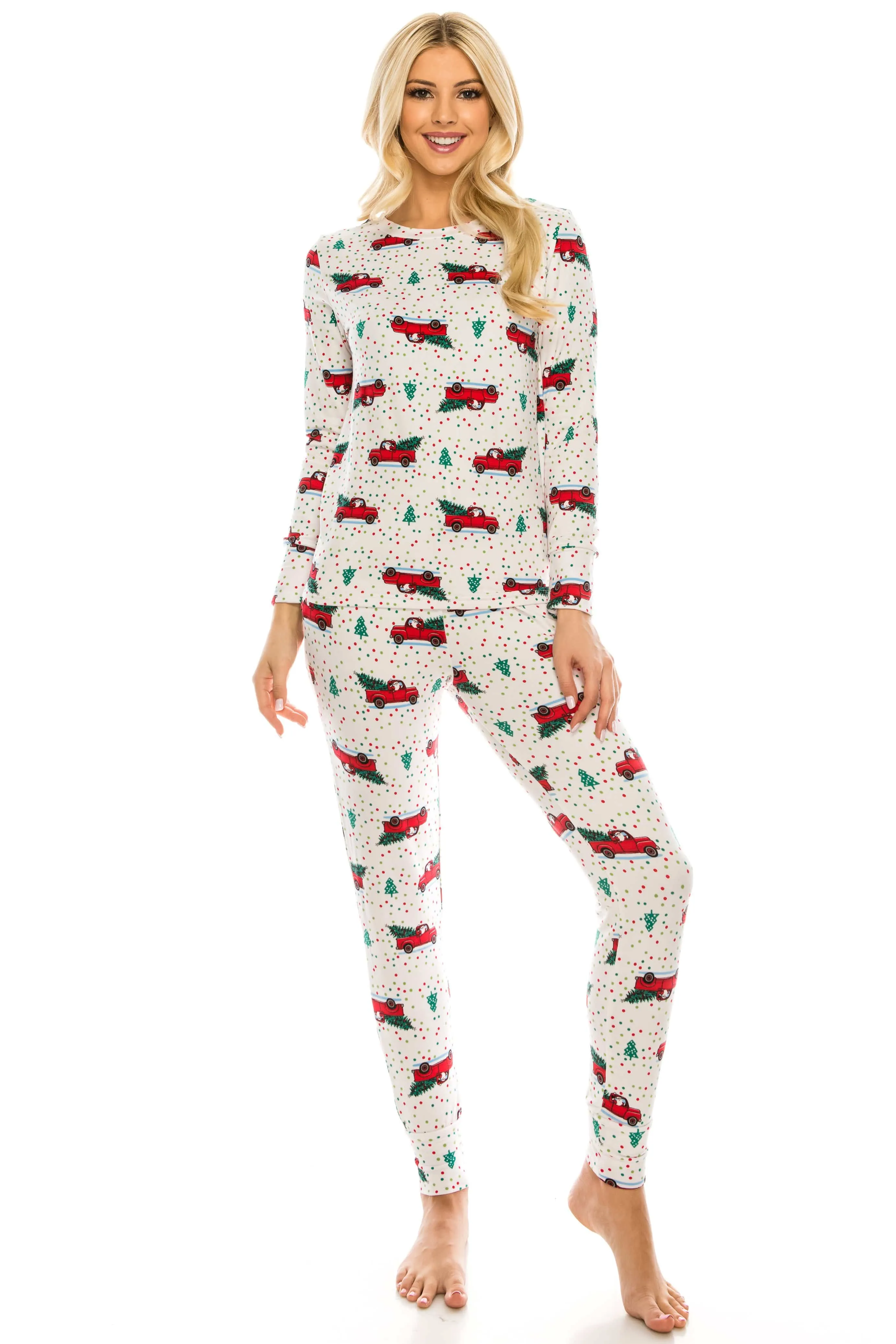 Women's Cozy Christmas Fleece-Lined 2-Piece Matching Jogger Sets