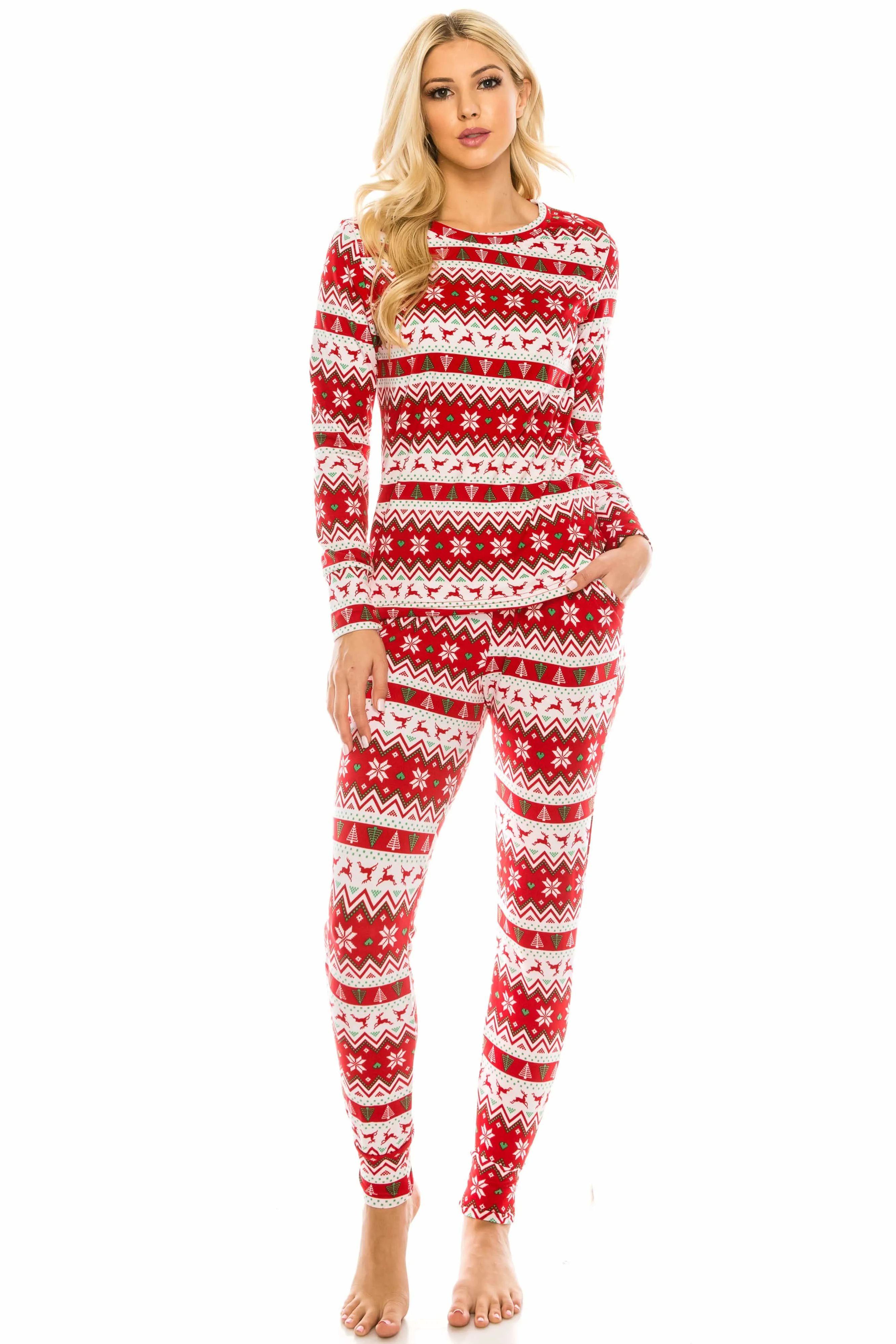 Women's Cozy Christmas Fleece-Lined 2-Piece Matching Jogger Sets