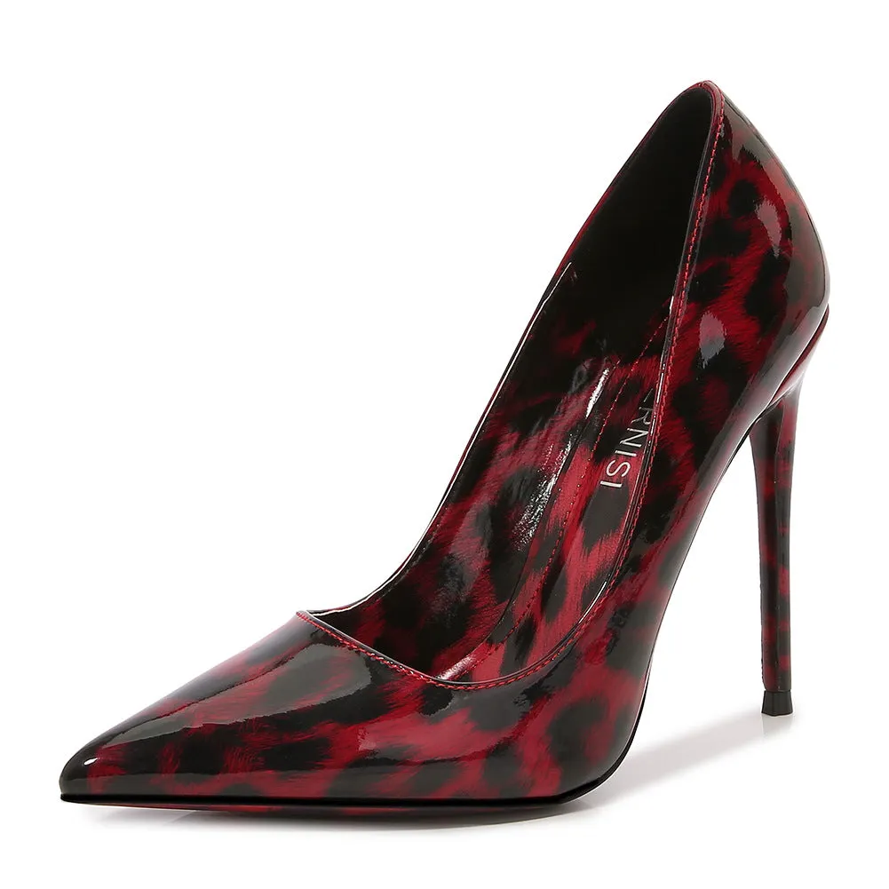 Women's Leopard Print Pointed Toe Shallow Stiletto Heel Pumps