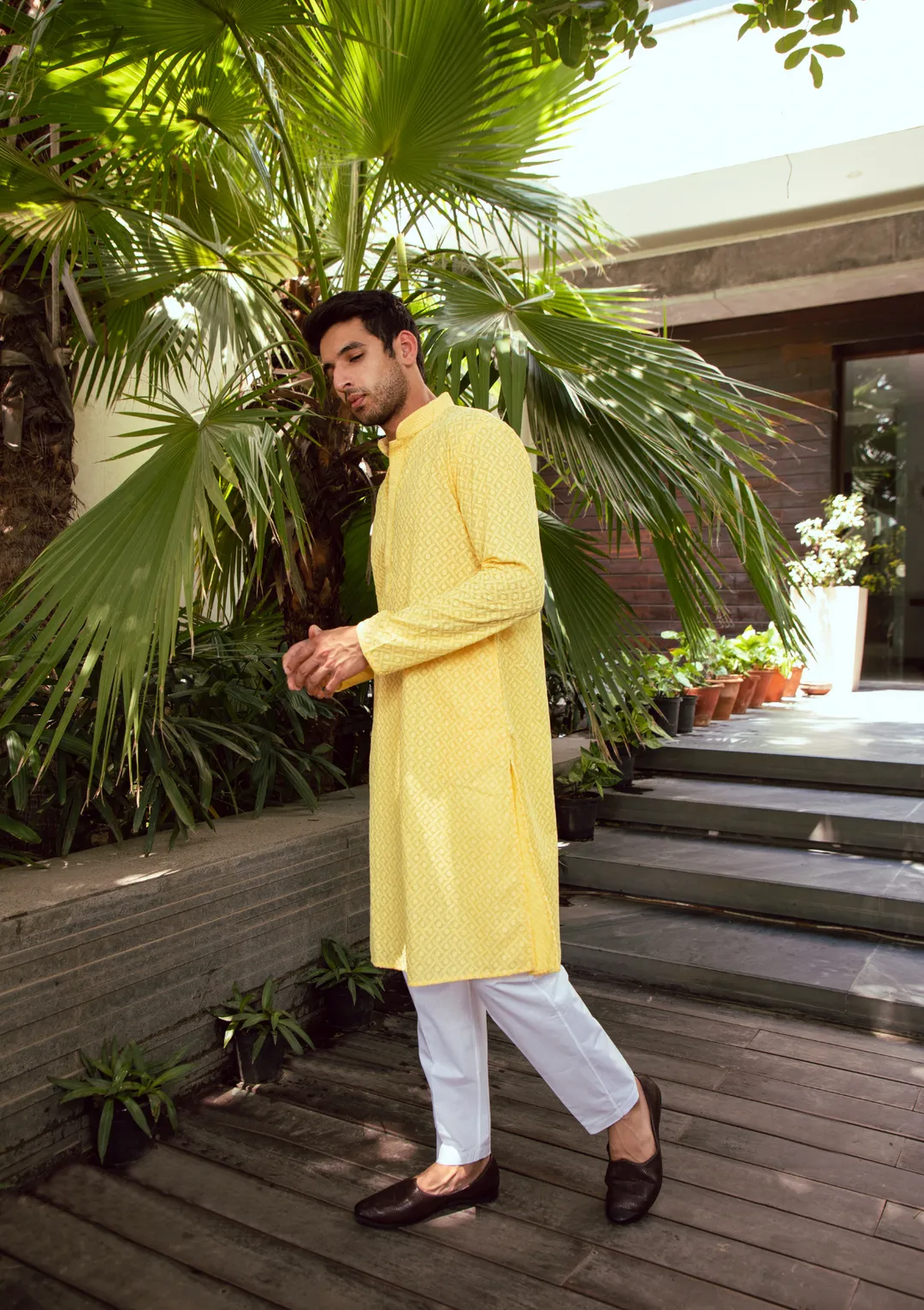 Yellow Mens Kurta & Pyjama