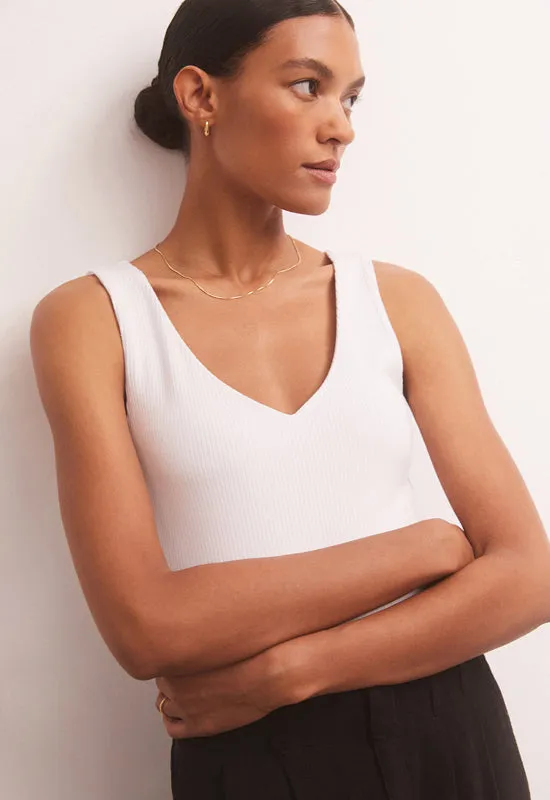 Z Supply - Avala V-Neck Rib Top White