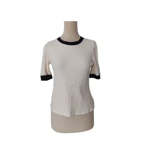 ZARA White Ribbed with Black Trim Top | Like new |