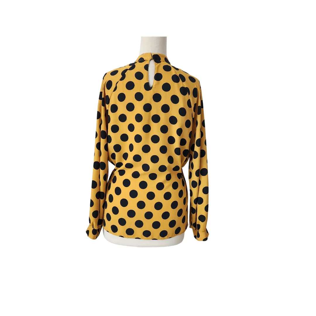 ZARA Yellow Polka Dot High-neck Top | Like New |