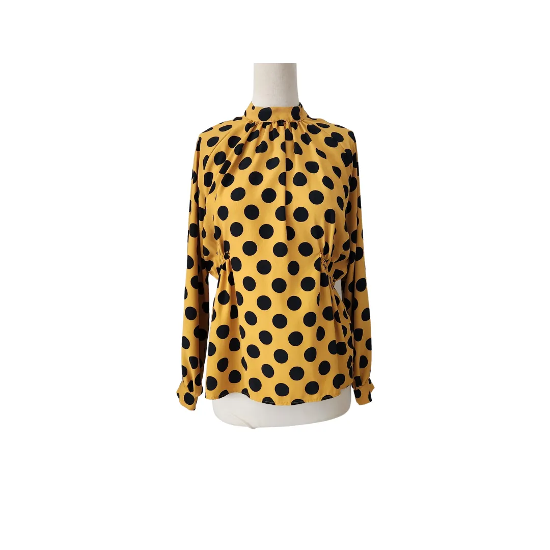 ZARA Yellow Polka Dot High-neck Top | Like New |